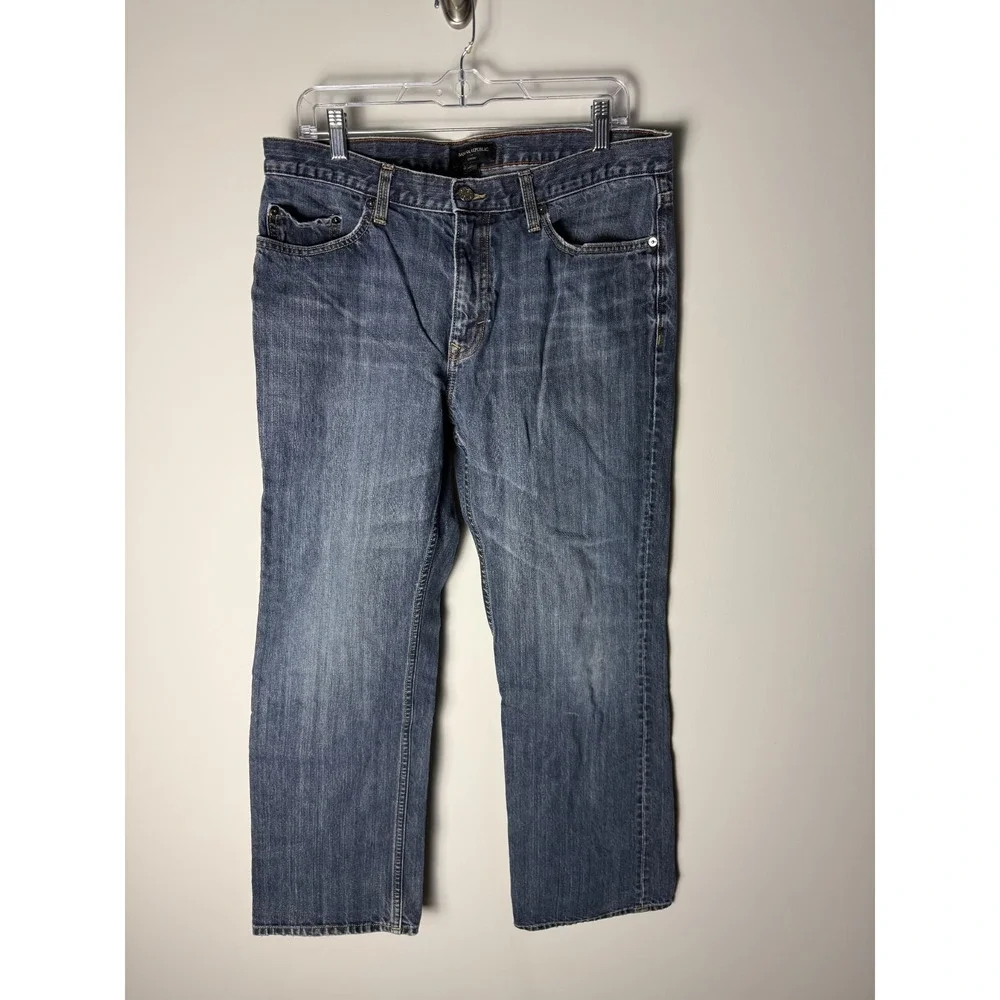 Banana Republic Wide Leg Straight Jeans Men's 35x32 Dark Blue Denim Casual